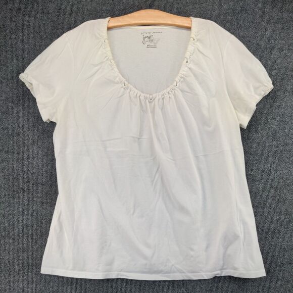 JMS Just My Size Round Neck Tunic Top Womens Plus Size 3X Short Sleeve White - Picture 2 of 14